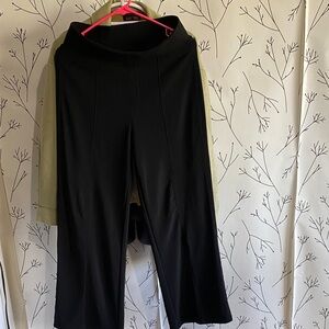 Black Wide-Leg Ponte Pants with High Waist